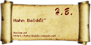 Hahn Baldó névjegykártya